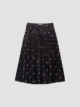 Prada Women's Floral Print Washed Silk Midi-Skirt