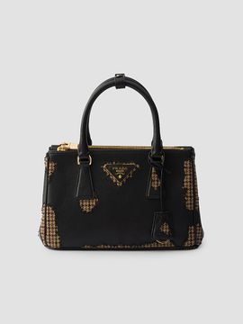 Prada Women's Galleria Large Nappa Leather and Wool Top Handle Bag