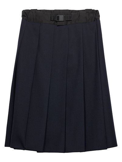 Prada Women's Hopsack and Technical Fabric Midi-Skirt