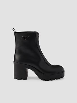 Prada Women's Leather Ankle Boots with Zipper