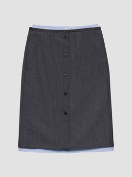 Prada Women's Light Mohair and Chambray Skirt