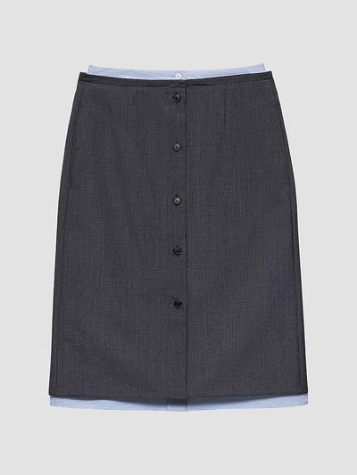 Prada Women's Light Mohair and Chambray Skirt