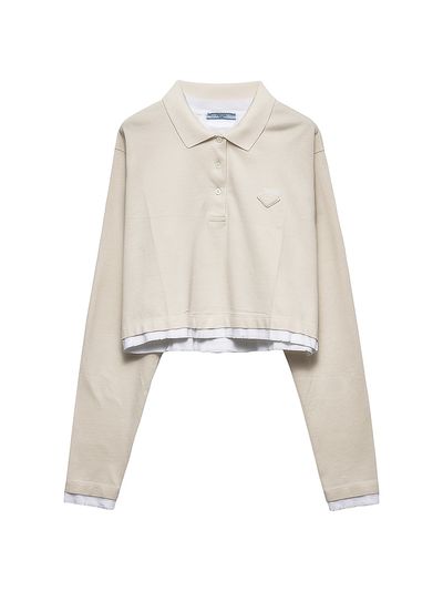 Prada Women's Long-Sleeved Piqué and Jersey Polo Shirt