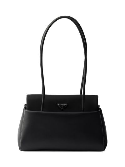 Prada Women's Passage Medium Leather Shoulder Bag with Nylon Flap