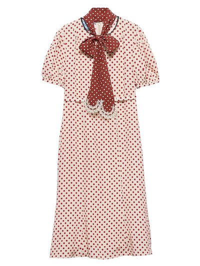 Prada Women's Polka-Dot Marocain Dress