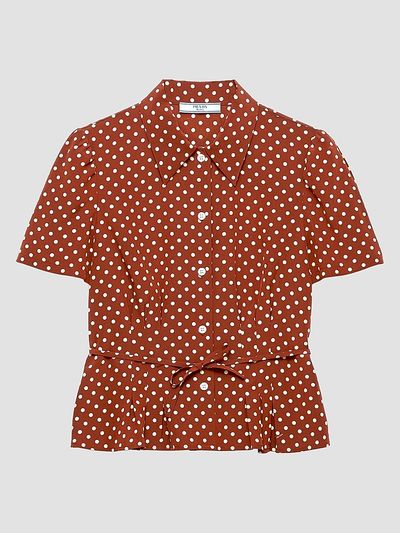 Prada Women's Polka-Dot Marocain Shirt