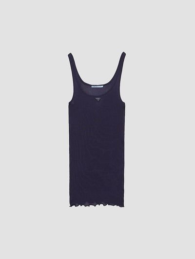 Prada Women's Ribbed Knit Silk Tank Top