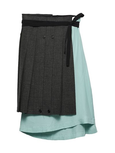 Prada Women's Rush Stitch Fabric Patchwork Skirt