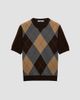 Prada Women's Short-Sleeved Argyle Cashmere Sweater - 7