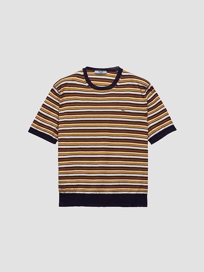 Prada Women's Short-Sleeved Striped Cashmere Sweater