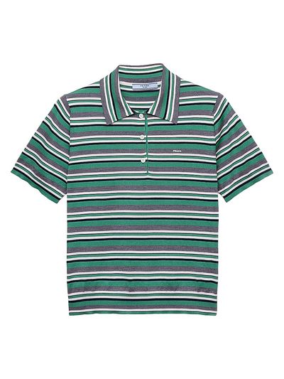 Prada Women's Short-Sleeved Striped Cotton Polo Shirt