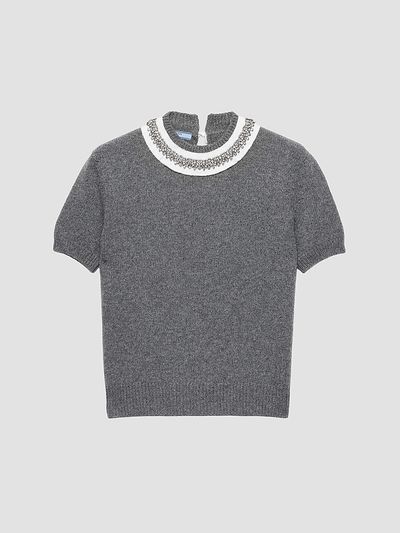 Prada Women's Short-Sleeved Wool and Cashmere Sweater