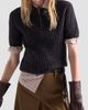 Prada Women's Short-Sleeved Wool and Mouliné Cashmere Polo Sweater - 3