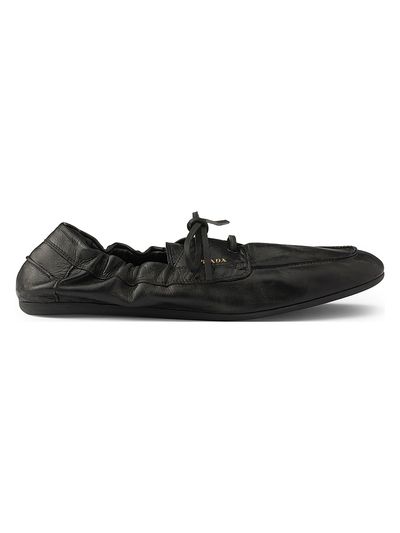 Prada Women's Shuffle Antiqued Leather Boat Loafers