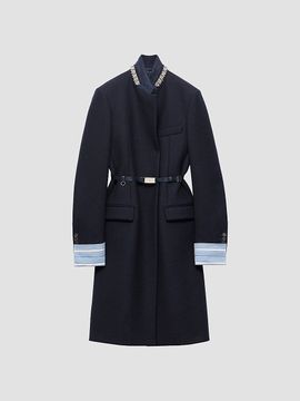 Prada Women's Single-Breasted Embroidered Double Wool Coat