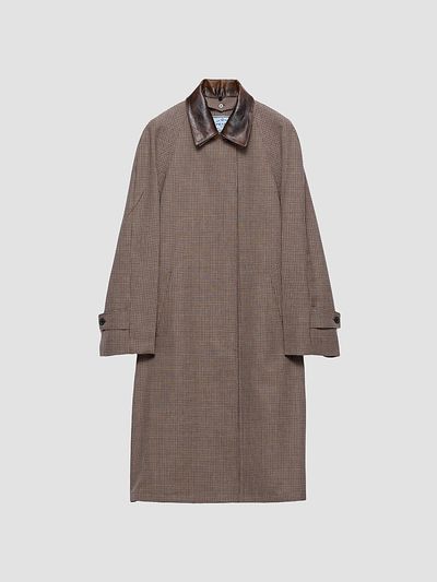 Prada Women's Single-Breasted Houndstooth Check Wool Coat