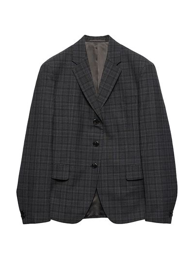 Prada Women's Single-Breasted Prince of Wales Checked Wool Jacket