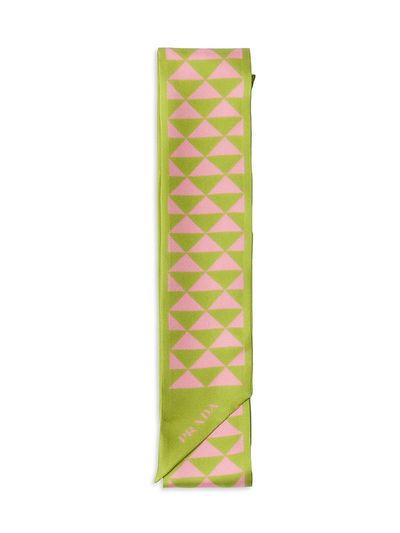 Prada Women's Skinny Printed Silk Twill Rectangular Scarf