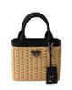 Prada Women's Small Wicker and Canvas Top Handle Bag - 1