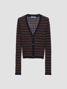 Prada Women's Striped Cashmere and Silk Cardigan