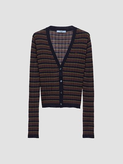Prada Women's Striped Cashmere and Silk Cardigan