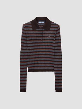 Prada Women's Striped Cashmere and Silk Polo Shirt
