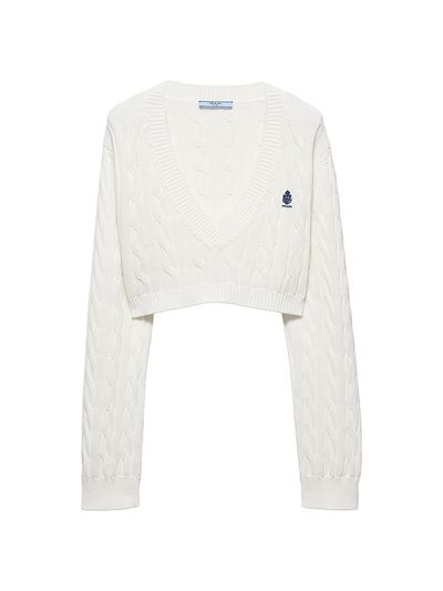 Prada Women's V-Neck Cotton Sweater