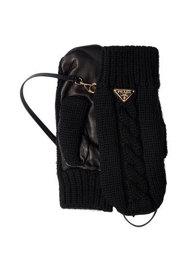 Prada Women's Wool and Nappa Leather Mittens