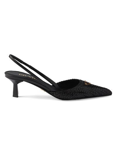 Prada Women's Woven Leather Slingback Pumps