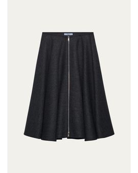 Prada Wool A-Line Midi Skirt