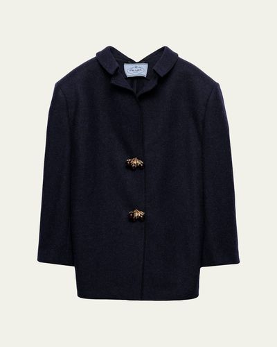 Prada Wool Jewel-Button Coat
