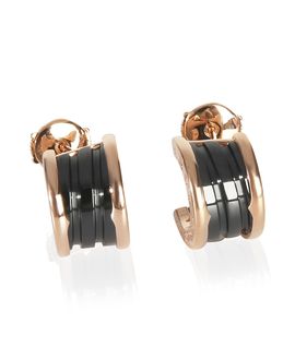 Pre-owned Bvlgari Pre-Owned Bvlgari B. zero1 Hoop 18k Rose Gold/Ceramic Earrings
