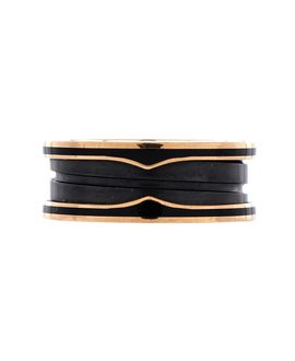 Pre-owned Bvlgari Pre-Owned Bvlgari B. Zero1 Two Band Ring 18K Rose Gold and Matte Ceramic