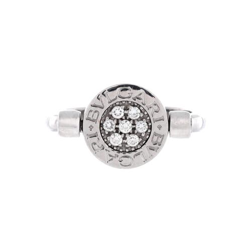 Pre-Owned Bvlgari Pre-Owned Bvlgari Bvlgari Bvlgari Flip Ring 18K White Gold with Diamonds and Onyx