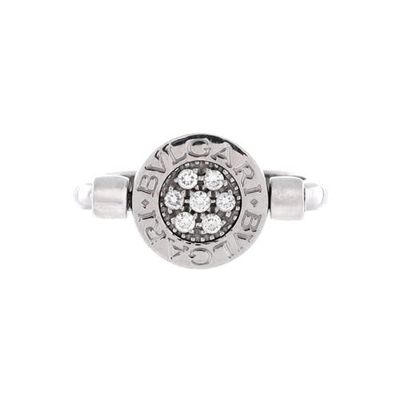 Pre-Owned Bvlgari Pre-Owned Bvlgari Bvlgari Bvlgari Flip Ring 18K White Gold with Diamonds and Onyx