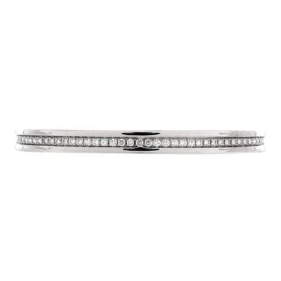 Pre-Owned Bvlgari Pre-Owned Bvlgari B.Zero1 Cuff Bracelet 18K White Gold with Pave Diamonds