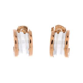 Pre-Owned Bvlgari Pre-Owned Bvlgari B.Zero1 Hoop Earrings 18K Rose Gold and Ceramic