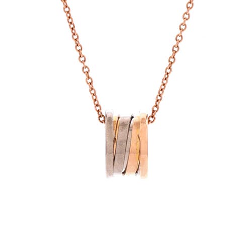 Pre-Owned Bvlgari Pre-Owned Bvlgari B.Zero1 Pendant Necklace 18K Rose Gold and 18K White Gold