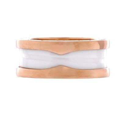 Pre-Owned Bvlgari Pre-Owned Bvlgari B.Zero1 Two Band Ring 18K Rose Gold and Ceramic