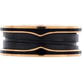 Pre-Owned Bvlgari Pre-Owned Bvlgari B.Zero1 Two Band Ring 18K Rose Gold and Matte Ceramic