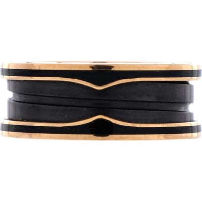 Pre-Owned Bvlgari Pre-Owned Bvlgari B.Zero1 Two Band Ring 18K Rose Gold and Matte Ceramic