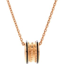 Pre-Owned Bvlgari Pre-Owned Bvlgari B.Zero 1 Rock Round Pendant Necklace 18K Rose Gold with Ceramic Small