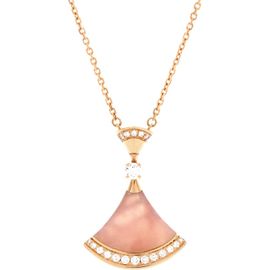 Pre-Owned Bvlgari Pre-Owned Bvlgari Divas' Dream Pendant Necklace 18K Rose Gold with Pink Opal and Diamonds Large