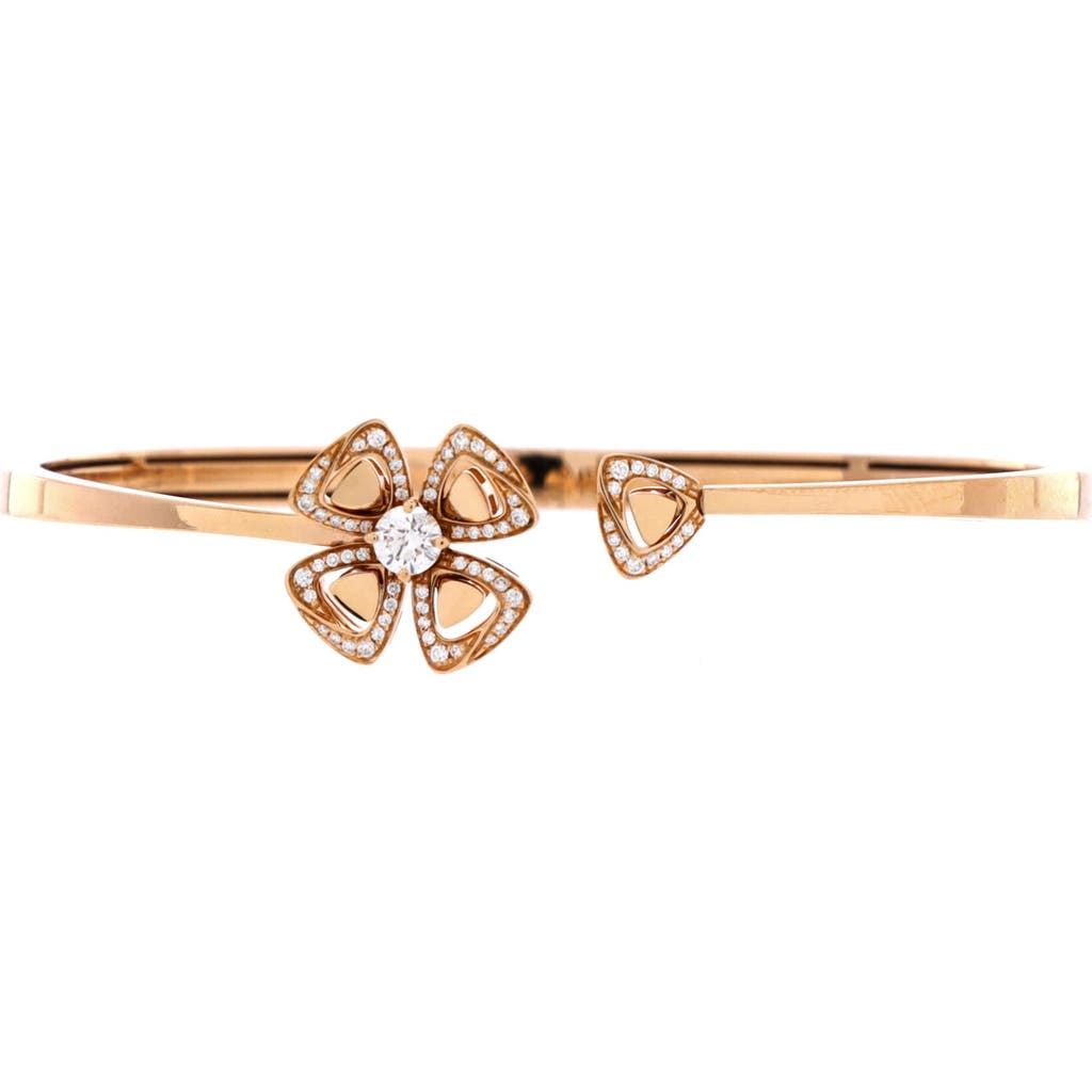 Pre-Owned Bvlgari Pre-Owned Bvlgari Fiorever Bangle Bracelet 18K Rose Gold with Pave Diamonds