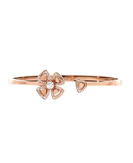 Pre-owned Bvlgari Pre-Owned Bvlgari Fiorever Bangle Bracelet 18K Rose Gold with Pave Diamonds
