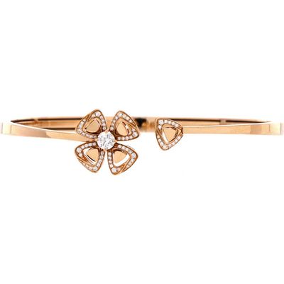 Pre-Owned Bvlgari Pre-Owned Bvlgari Fiorever Bangle Bracelet 18K Rose Gold with Pave Diamonds