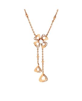 Pre-owned Bvlgari Pre-Owned Bvlgari Fiorever Drop Pendant Necklace 18K Rose Gold and Diamonds, 17.25