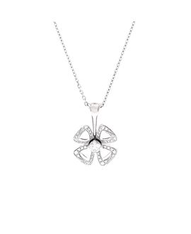 Pre-owned Bvlgari Pre-Owned Bvlgari Fiorever Pendant Necklace 18K White Gold with Diamonds, 17.25