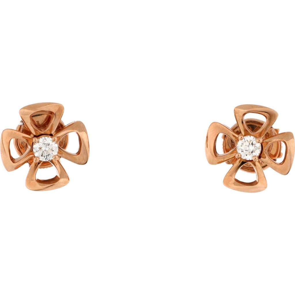 Pre-Owned Bvlgari Pre-Owned Bvlgari Fiorever Stud Earrings 18K Rose Gold with Diamond