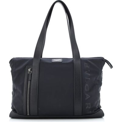 Pre-Owned Bvlgari Pre-Owned Bvlgari Fragment Zip Tote Nylon with Leather Medium